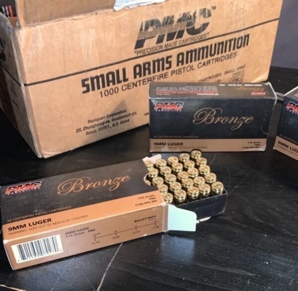 1000 Rounds PMC Bronze 9mm Luger Ammo 115gr FMJ 9A